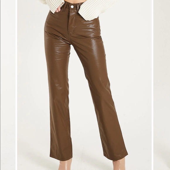 storets Pants - Storets Brown Faux Leather Pants